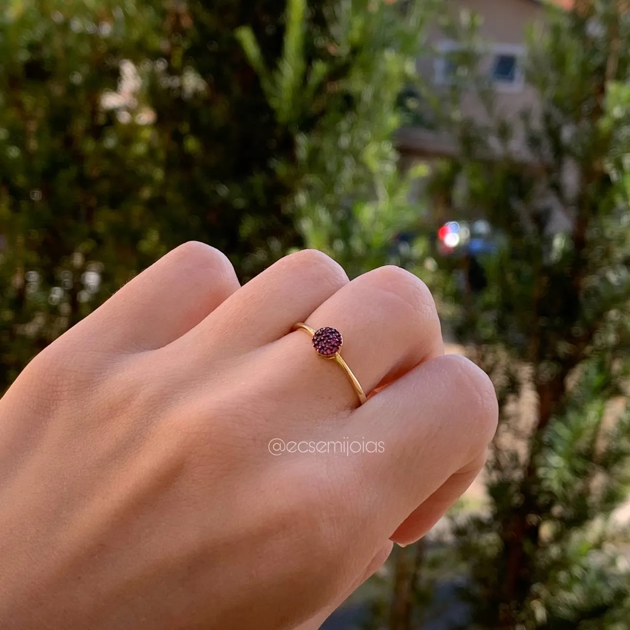 Anel bolinha cravejada - banhado a ouro 18k