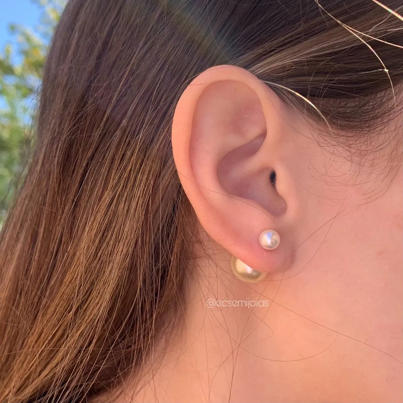 Brinco perola 10 mm  - banhado a ouro 18k