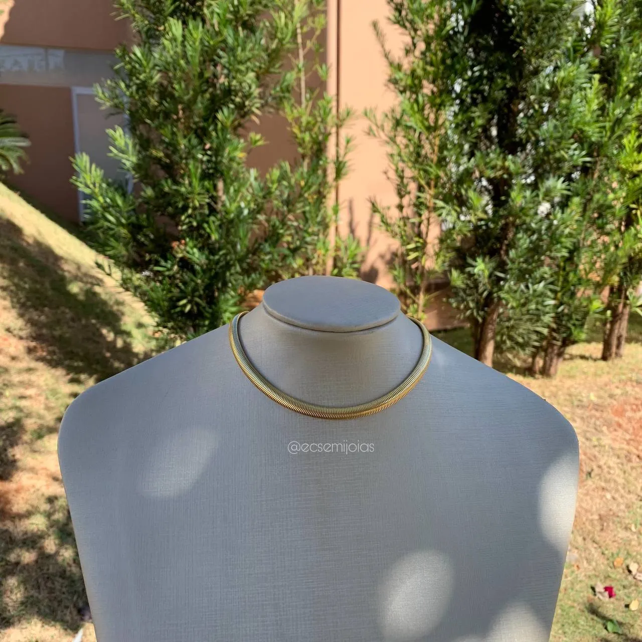Colar choker lacraia mole - 30 cm + 10 cm de extensor - banhado a ouro 18k