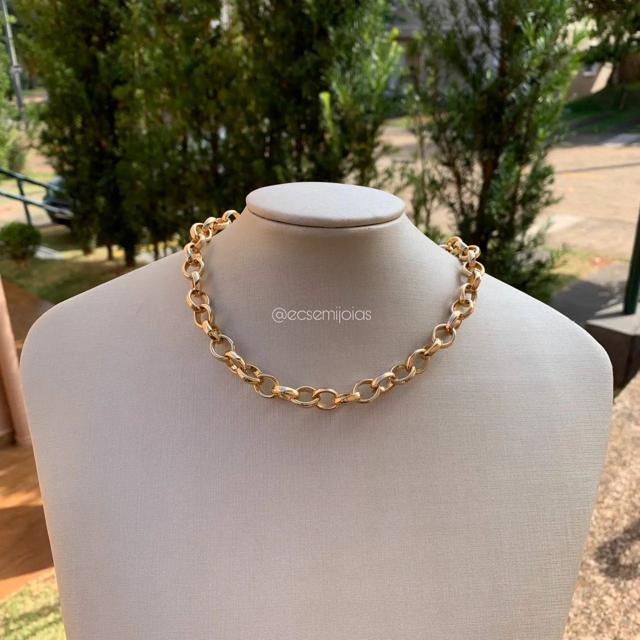 Colar elo ovais grossos 43 cm - banhado  a ouro 18k