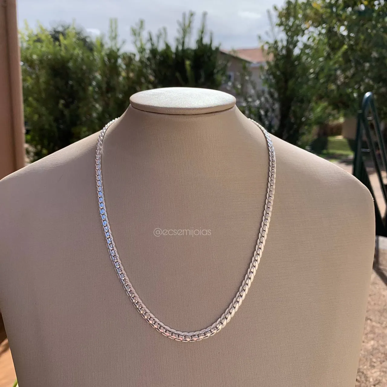 Colar gurmet trabalhado - 50 cm - banhado a prata 925