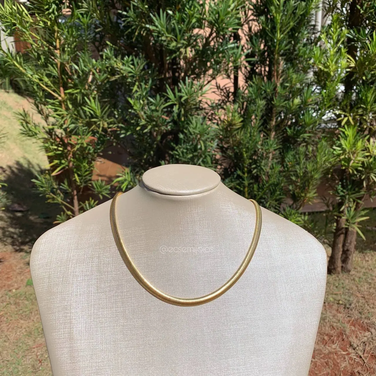 Colar lacraia mole - 45 cm - banhado a ouro 18k