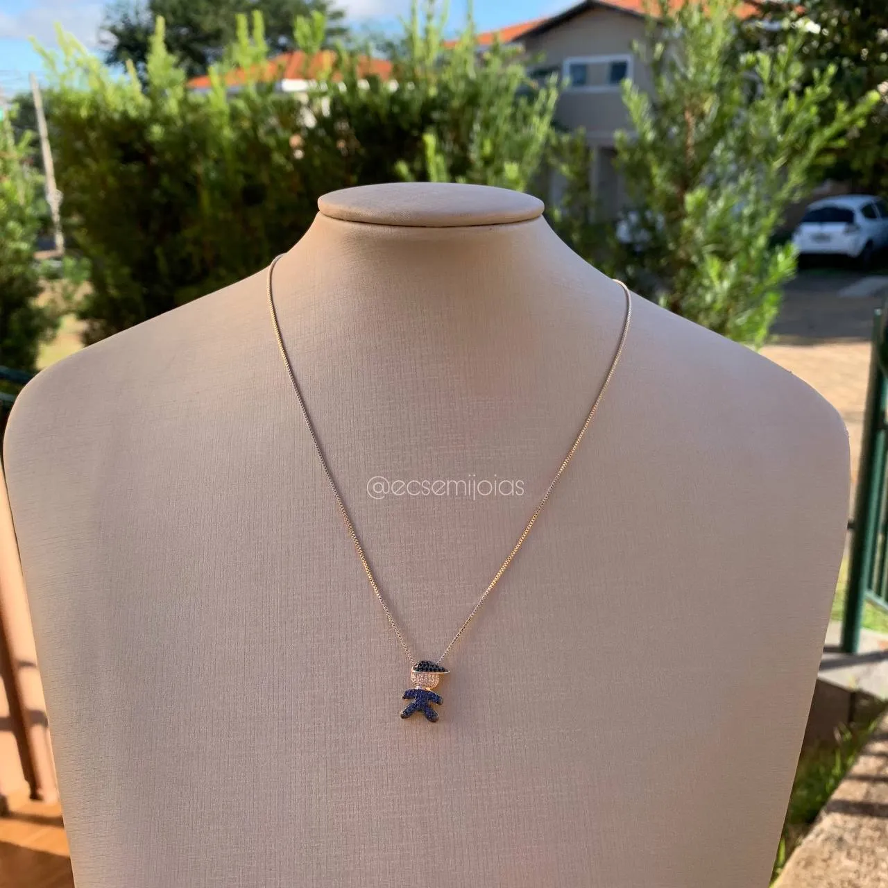 Colar menino cravejado - banhado a ouro 18k - 45 cm + 6cm de extensor