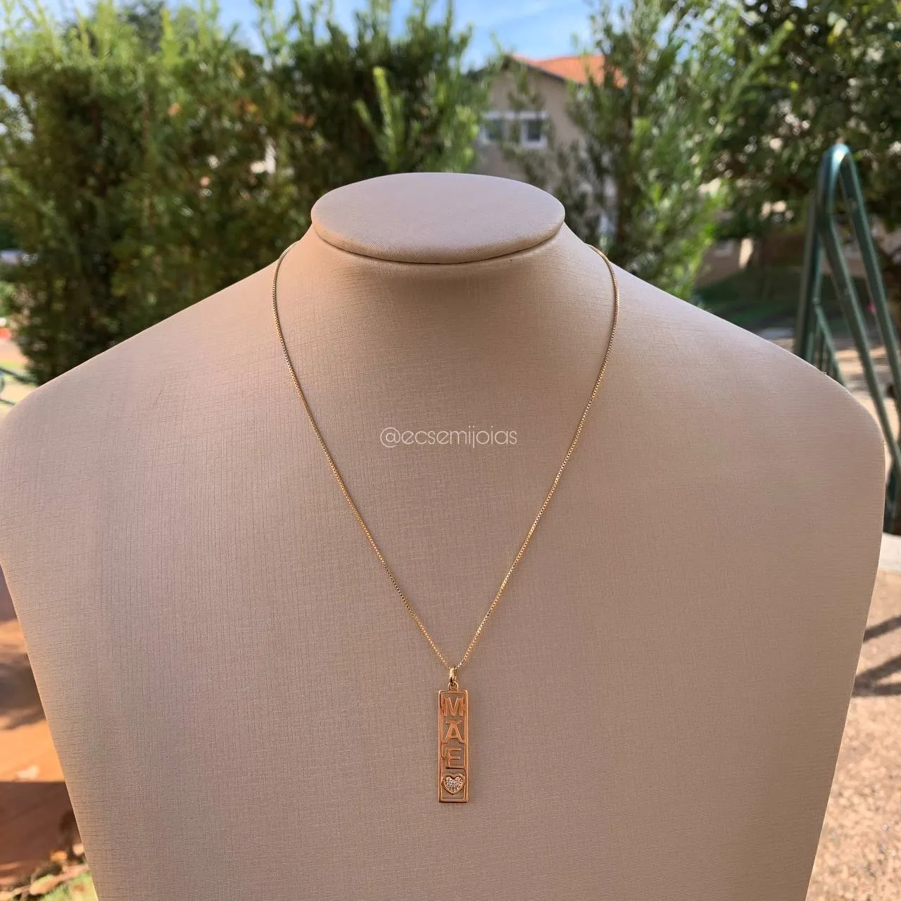Colar placa mãe - 45 cm - banhado a ouro 18k