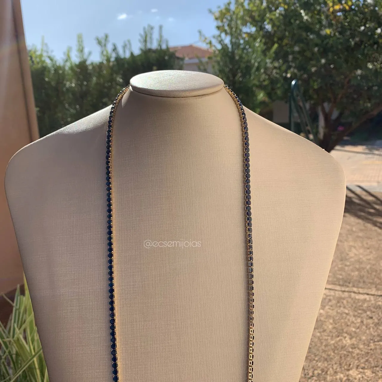Colar Riviera longa de zircônias - 80 cm - banhado a ouro 18k