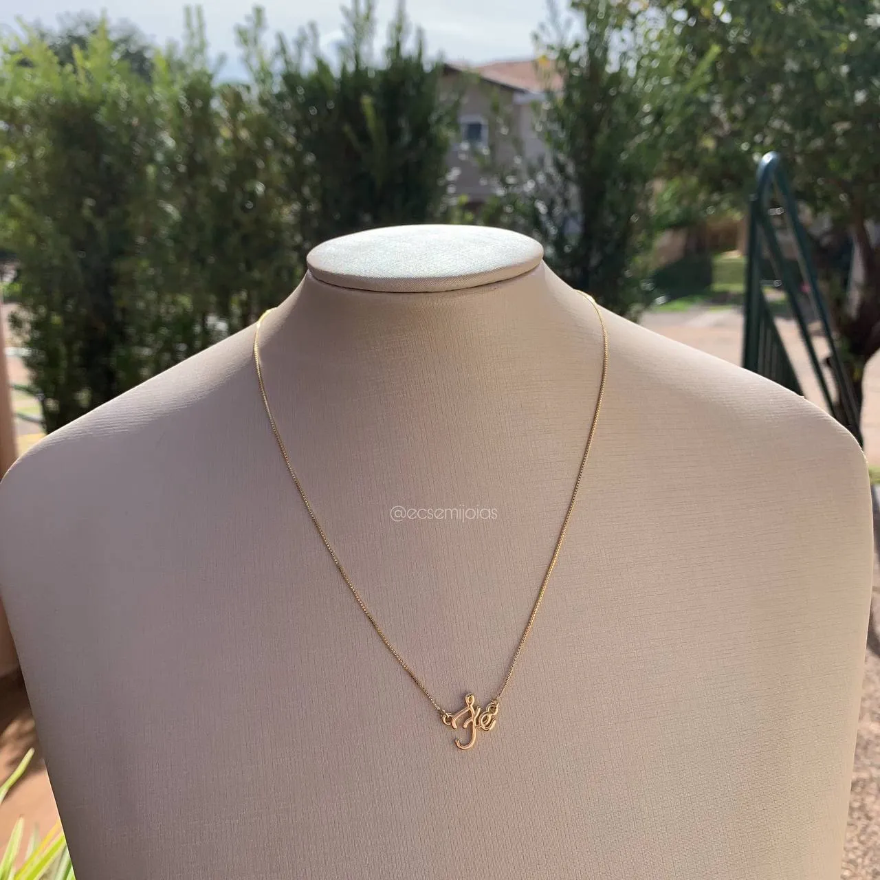 Colar veneziana fé - 45 cm - banhado a ouro 18k