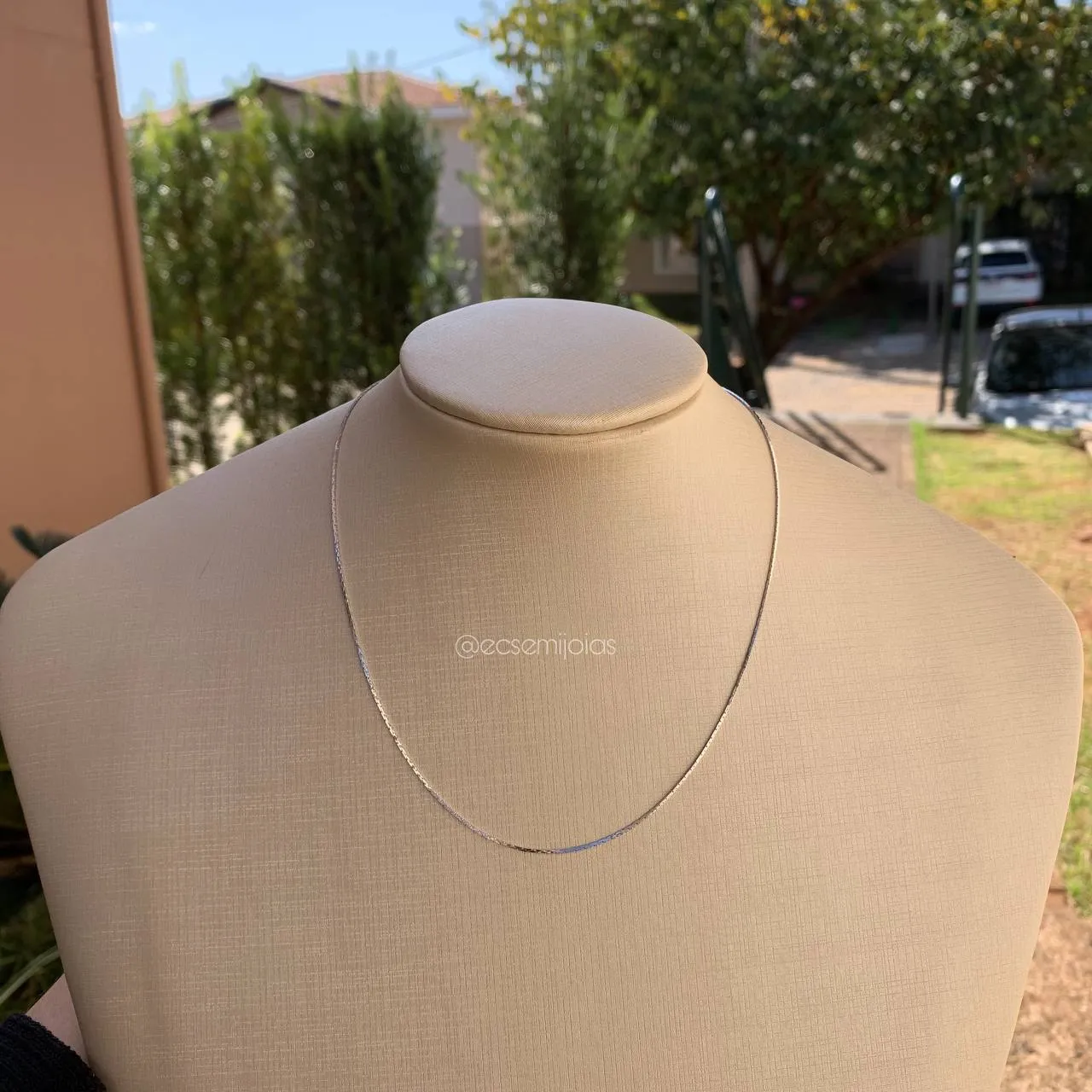 Corrente simples 40 cm - banhado a ródio branco