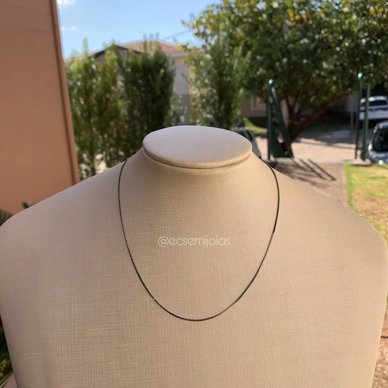 Corrente simples 40 cm - banhado a ródio negro