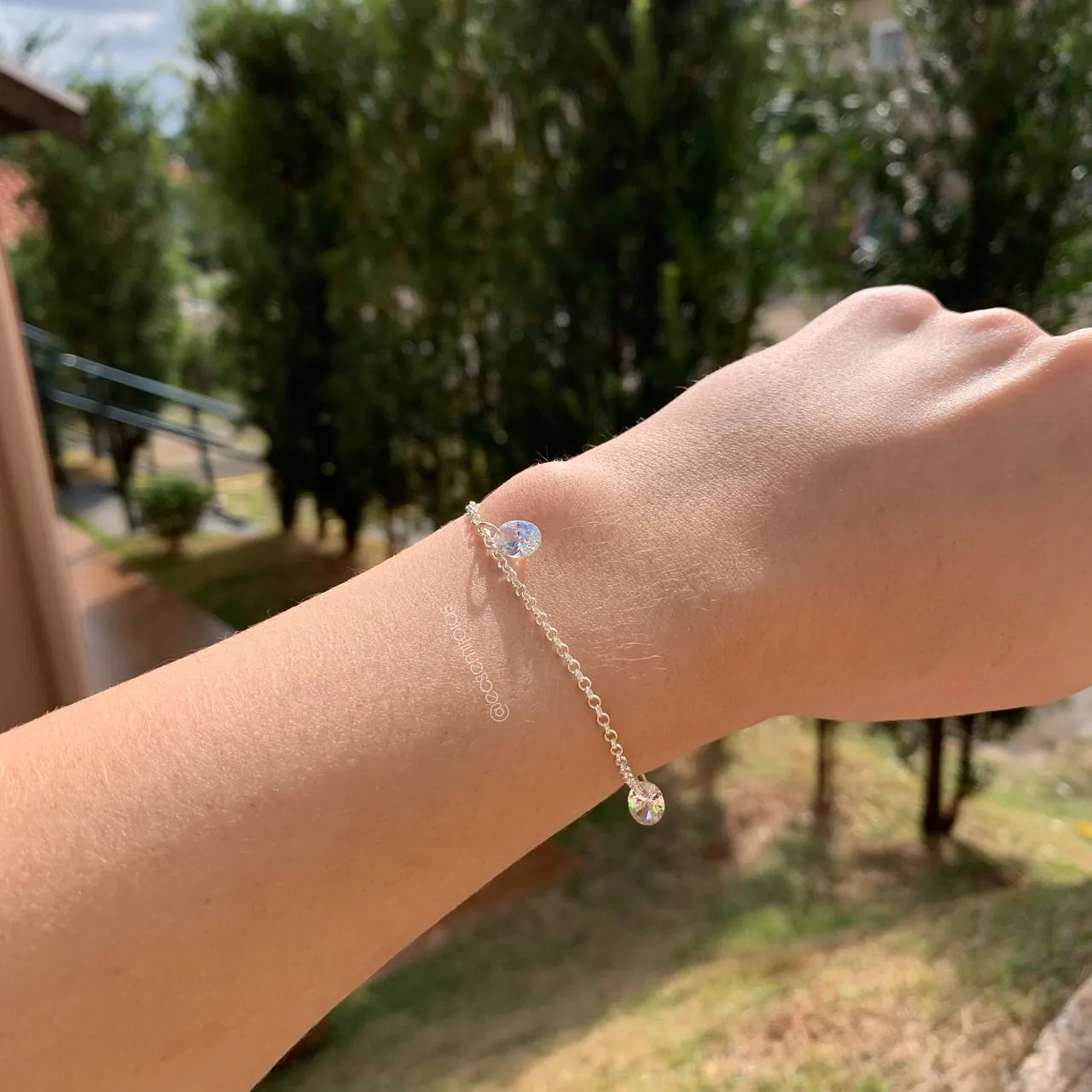 Pulseira 3 pedras ovais - PRATA 925 - 18 cm