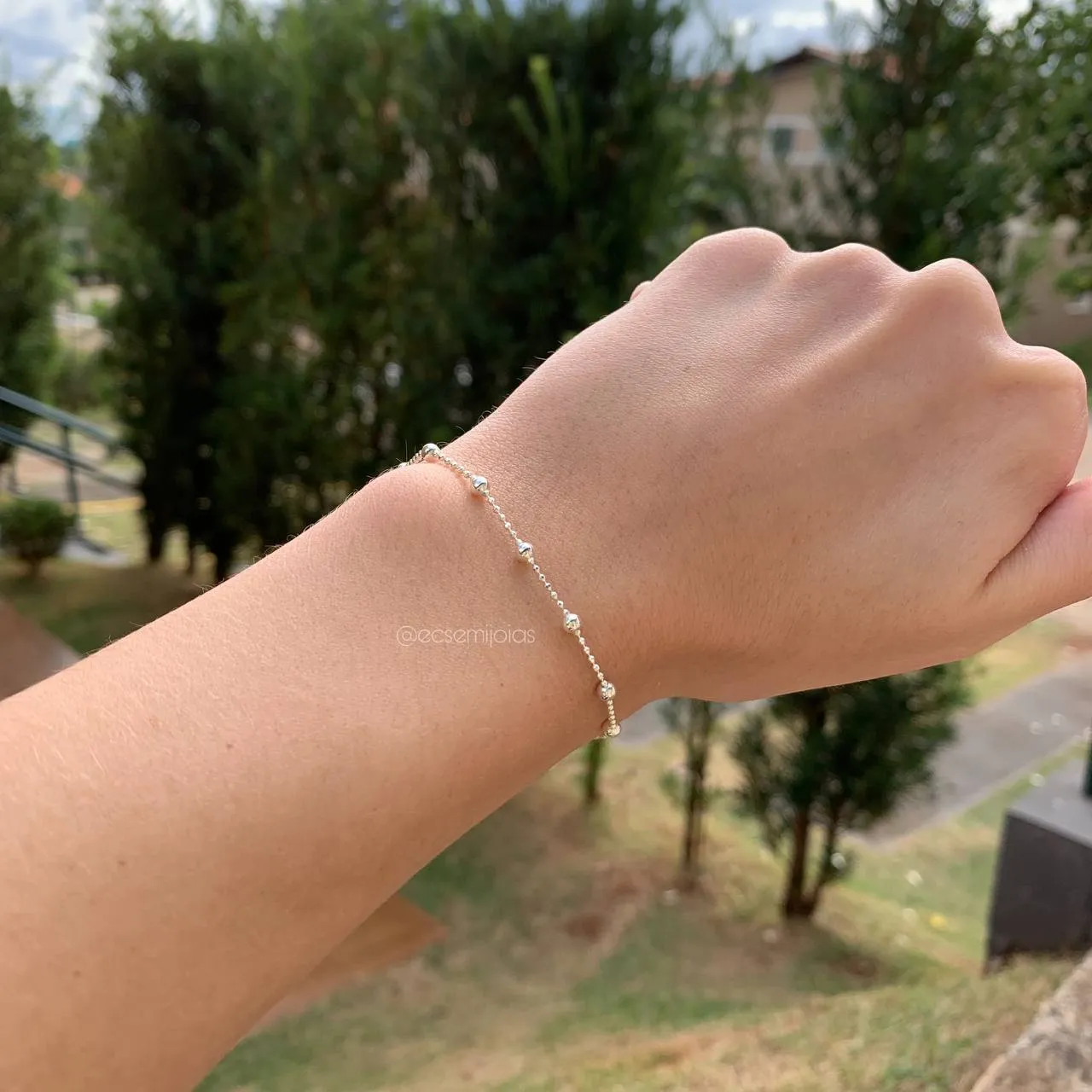 Pulseira bolas - PRATA 925 -18 cm