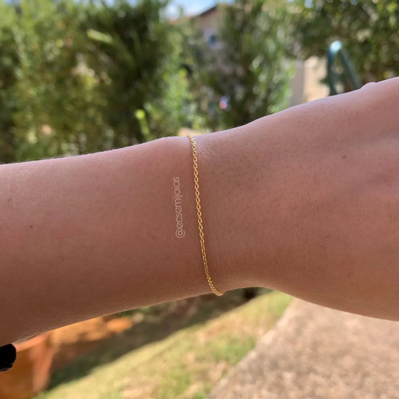 Pulseira elo português micro - 18 cm- banhado a ouro 18k