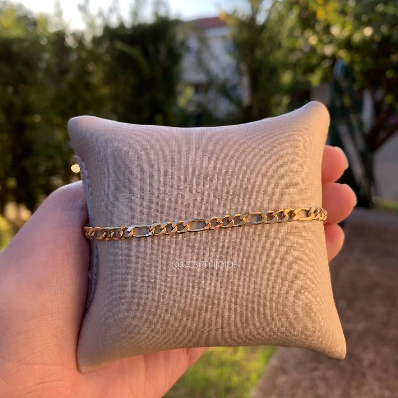 Pulseira masculina 1x1 4 mm expessura fio 1 mm - 20 cm - banhado a ouro 18k