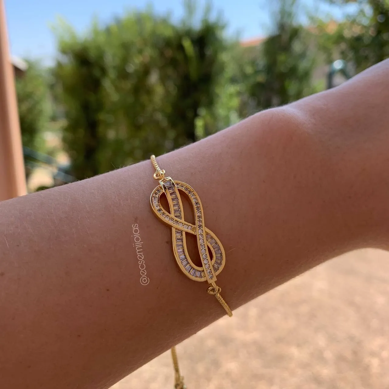 Pulseira shambala infinito cravejado  - banhada a ouro 18k