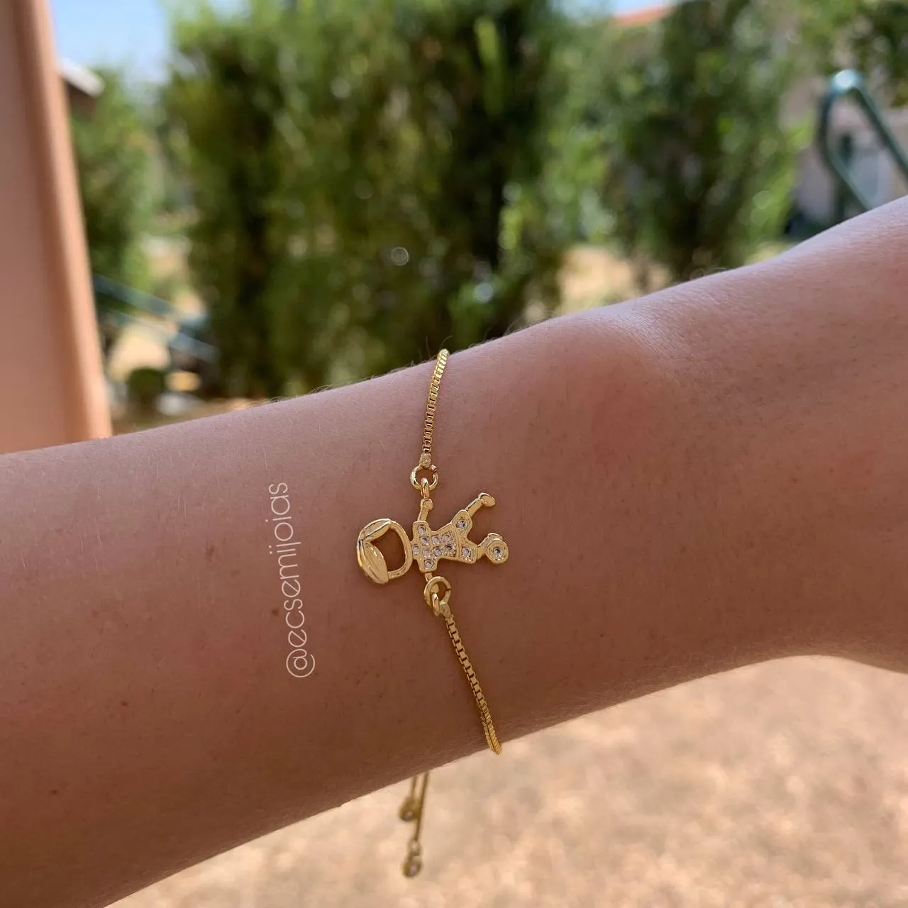 Pulseira shambala menino cravejado  - banhada a ouro 18k