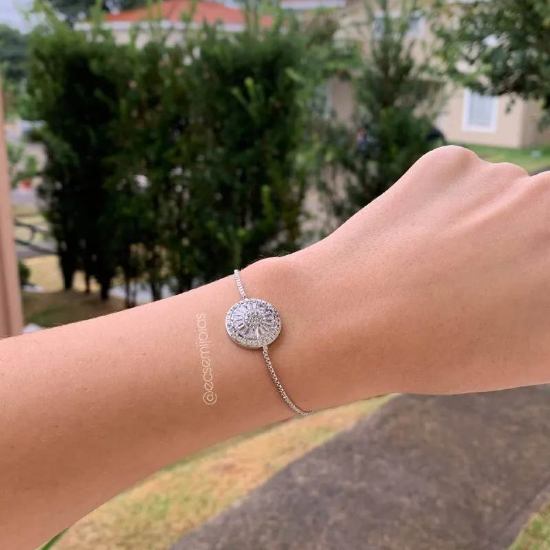 Pulseira shambala pizza - banhado a prata 925