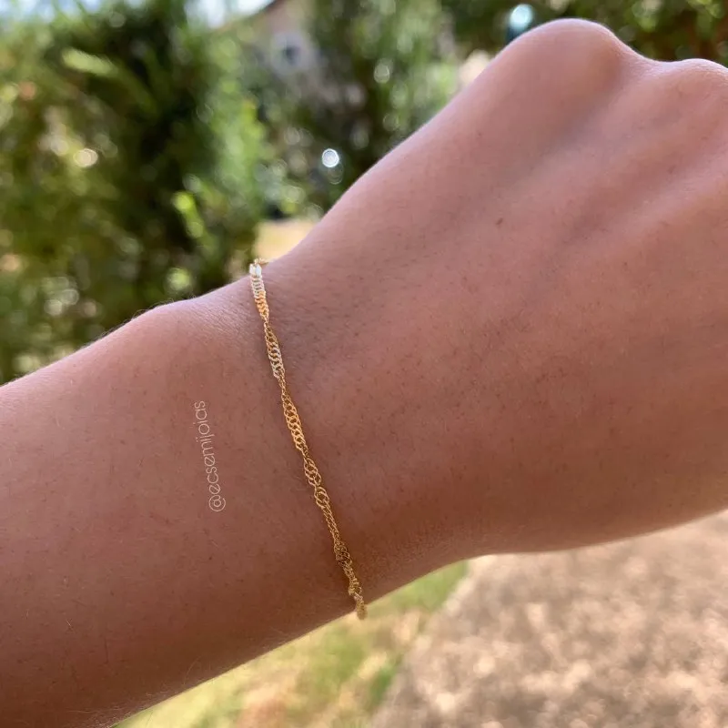 Pulseira singapura - 18 cm - banhado a ouro 18k