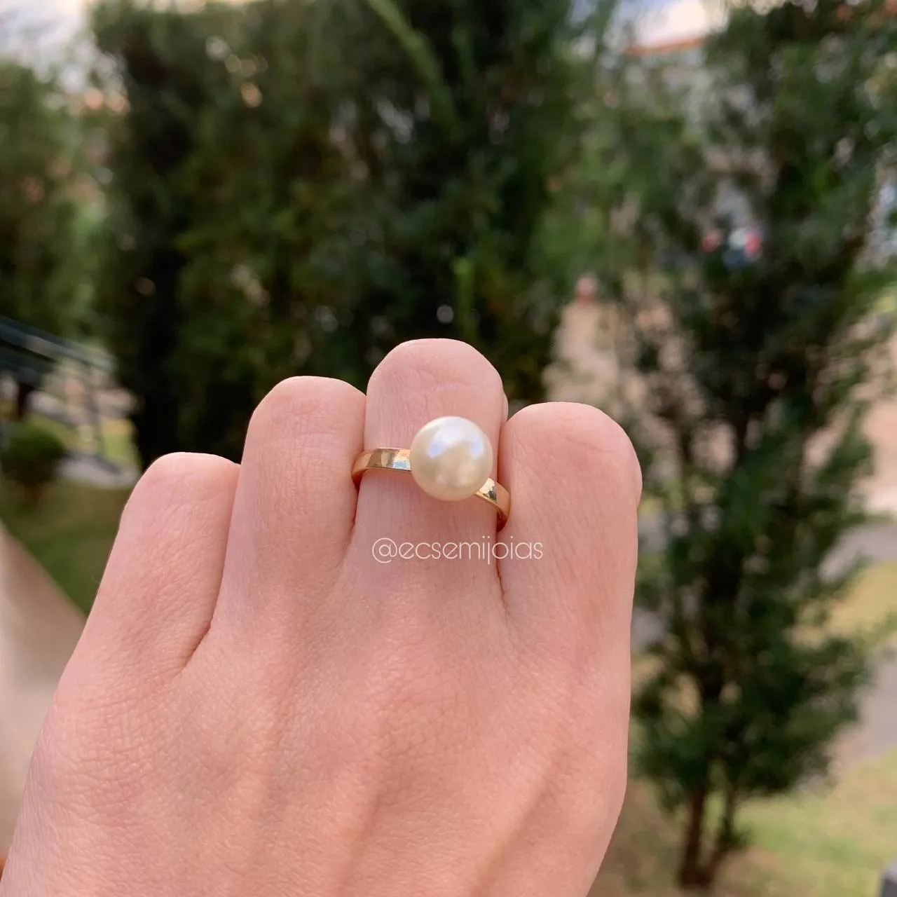 Anel clássico perola - banhado a ouro 18k