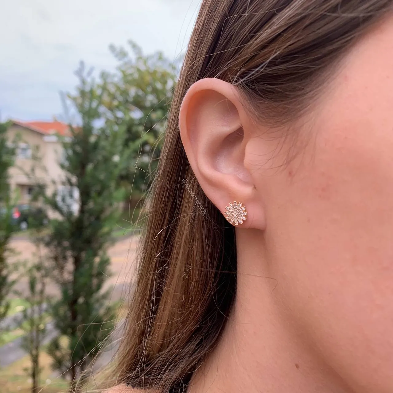 Brinco chuveiro - banhado a ouro 18k