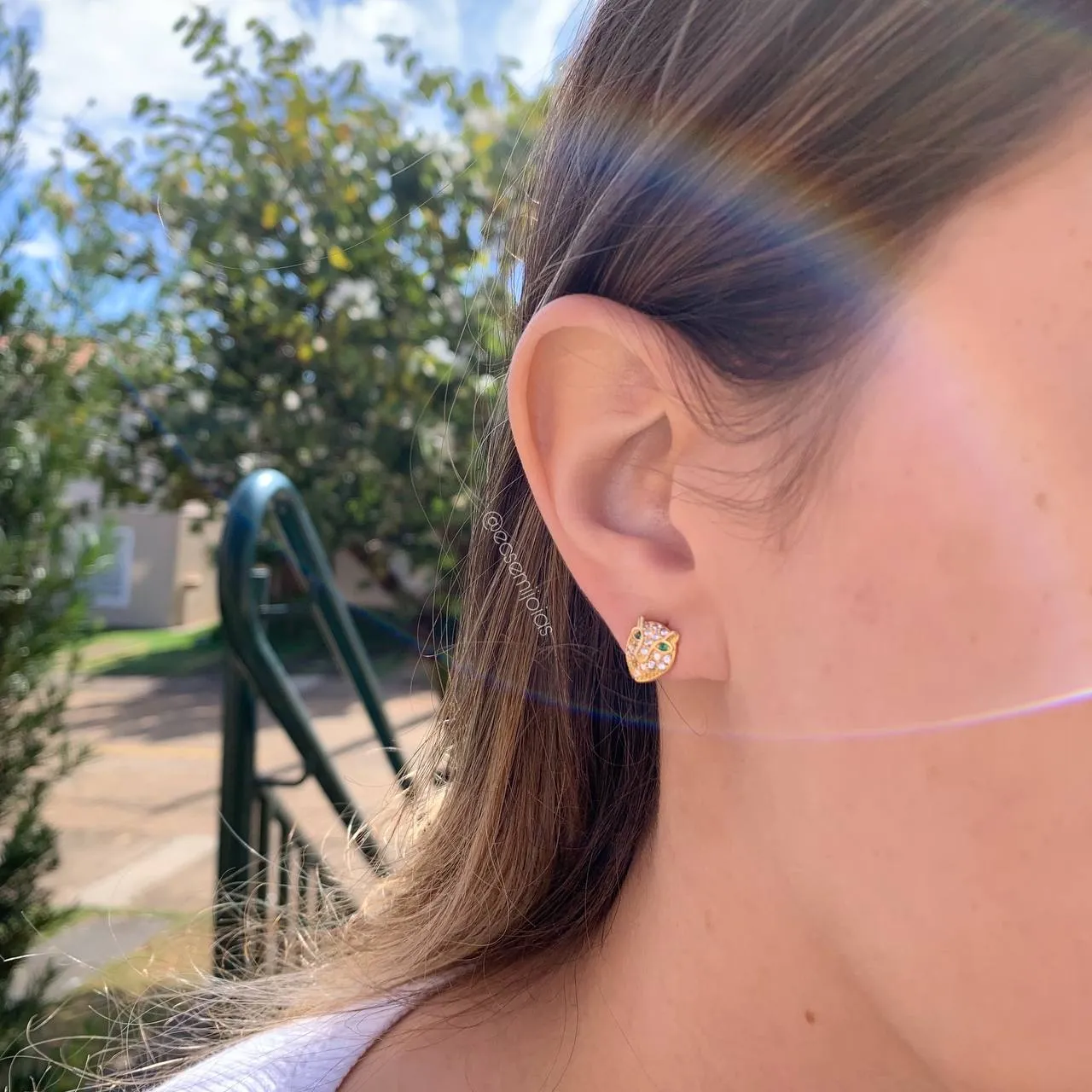 Brinco pantera - banhado a ouro 18k