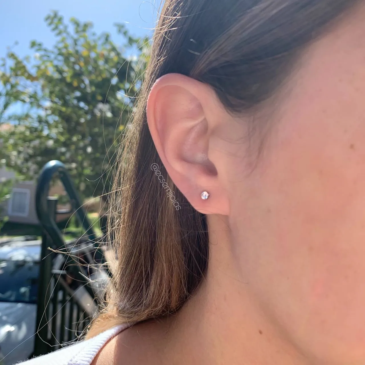 Brinco ponto de luz redondo 6 garras 0,5 mm - banhado a ródio branco