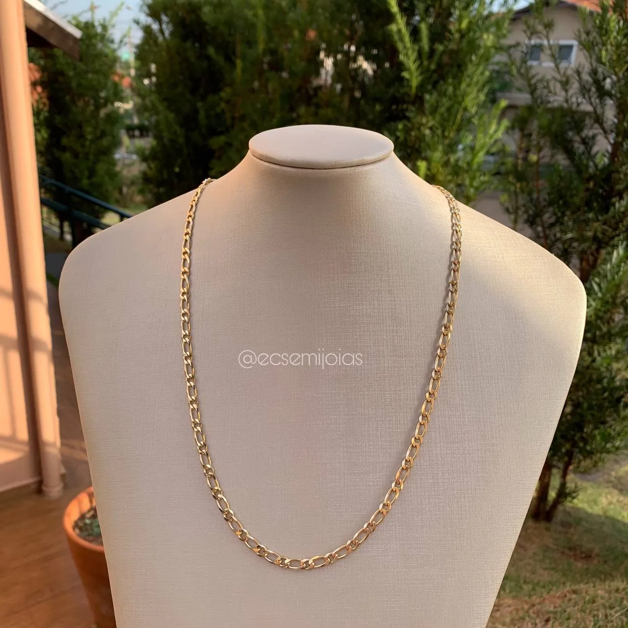 Corrente masculina grumet 1x1 5 mm - 60 cm - banhado a ouro 18k