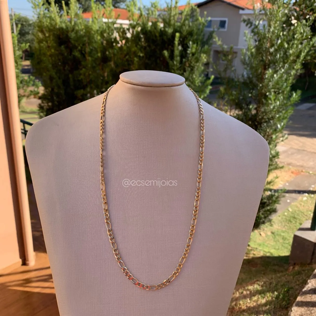 Corrente masculina grumet 3x1 5 mm- banhado a ouro 18k - 60 cm