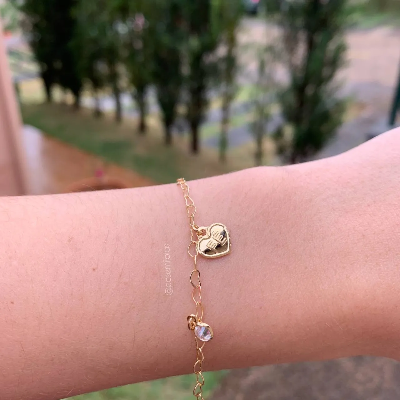 Pulseira calda de sereia ponto de luz coração fé âncora - 18 cm - banhado a ouro 18k