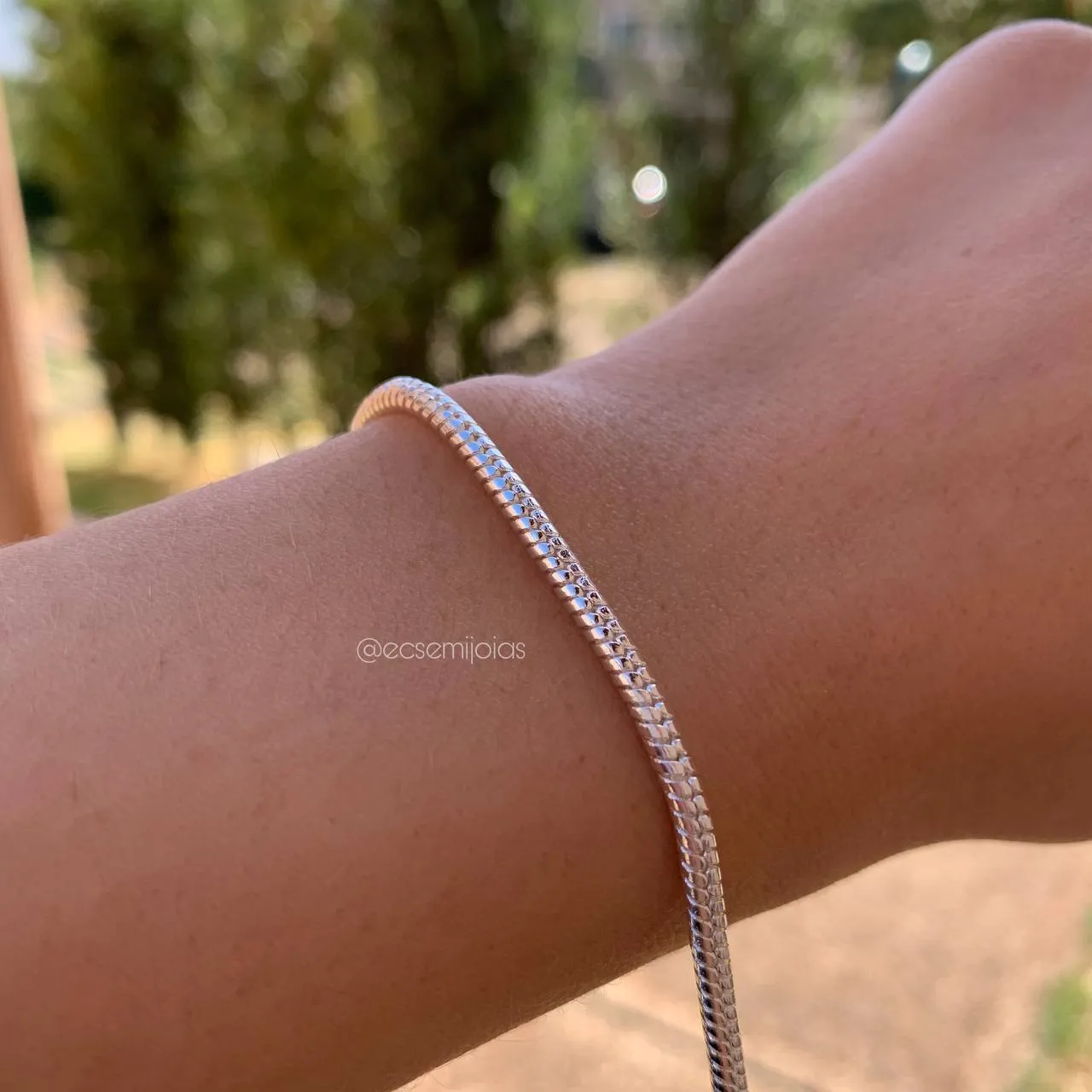 Pulseira oca rabo de rato fecho mosquetão - banhado a prata 925