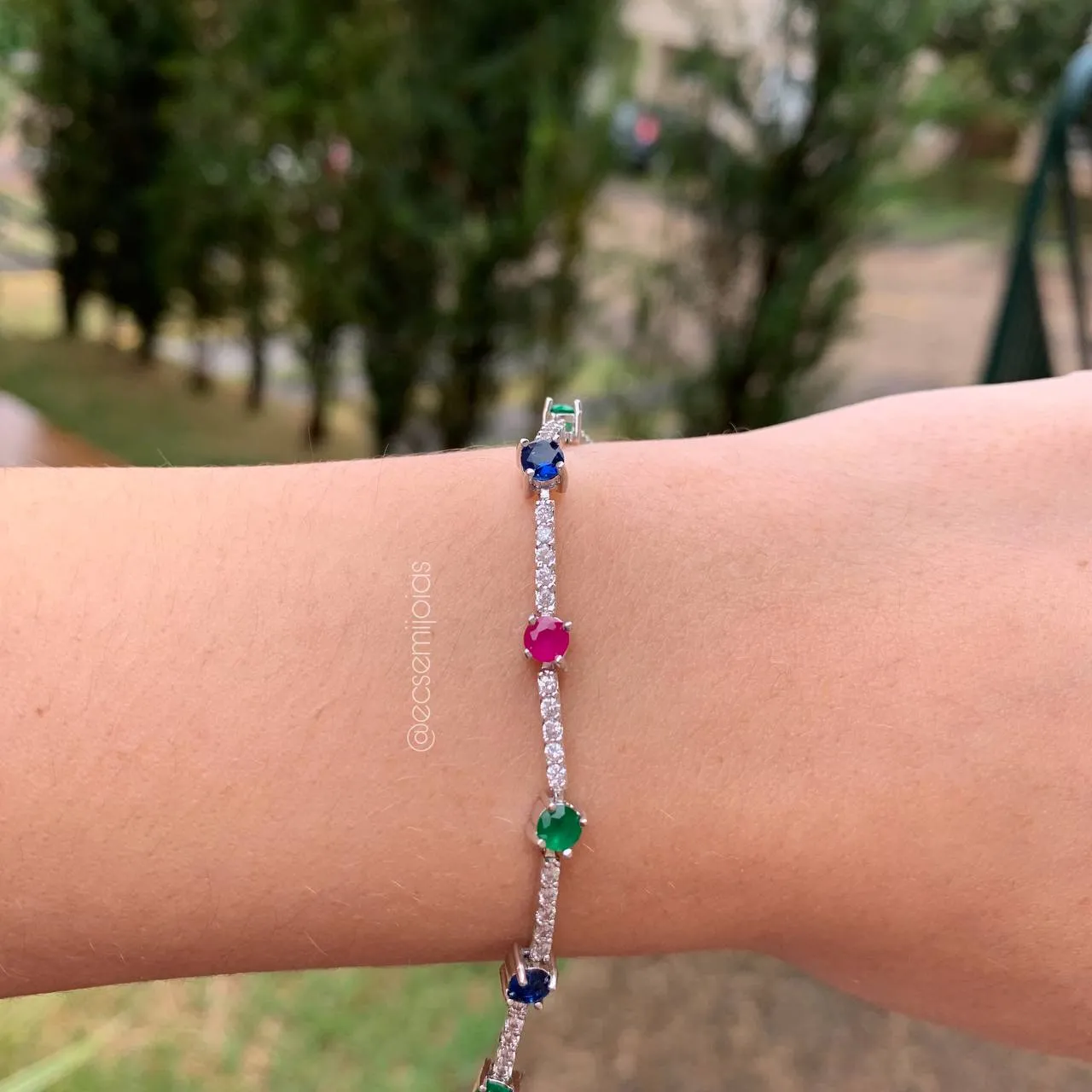 Pulseira riviera- 20 cm - banhado a ródio branco
