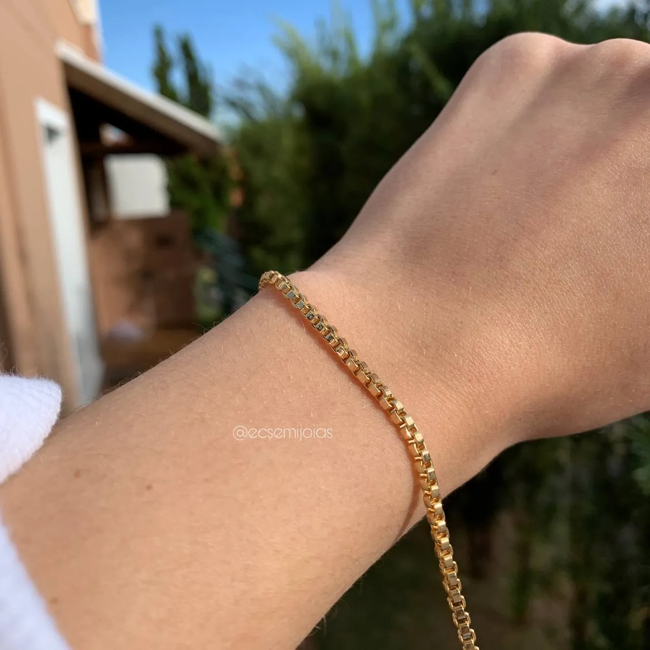 Pulseira veneziana grossa -  18 cm - banhado a ouro 18k
