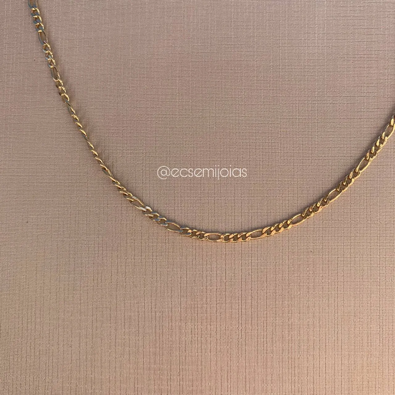Corrente masculina fígaro 3x1 2mm 60 cm - banhado a ouro 18k