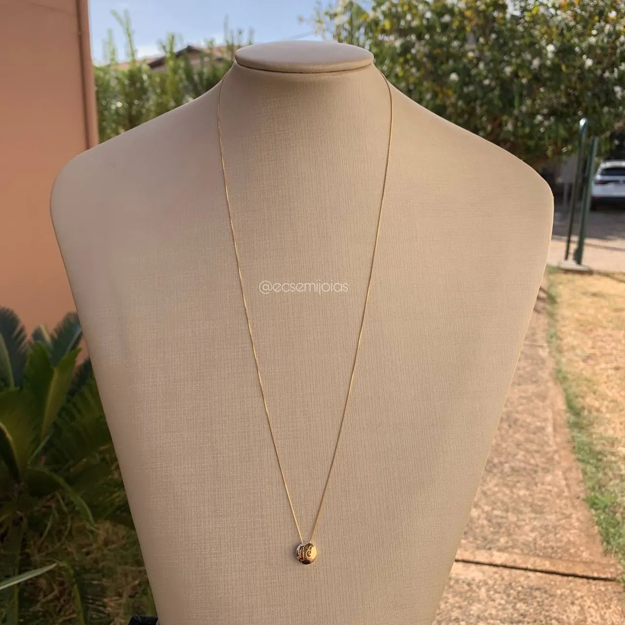 Colar fé e ponto de luz tipo escapulario - 60 cm - banhado a ouro 18k