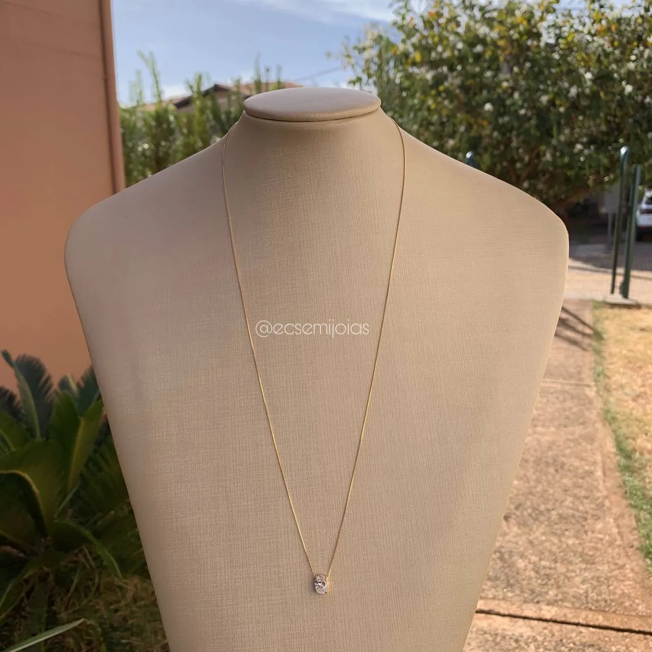 Colar fé e ponto de luz tipo escapulario - 60 cm - banhado a ouro 18k