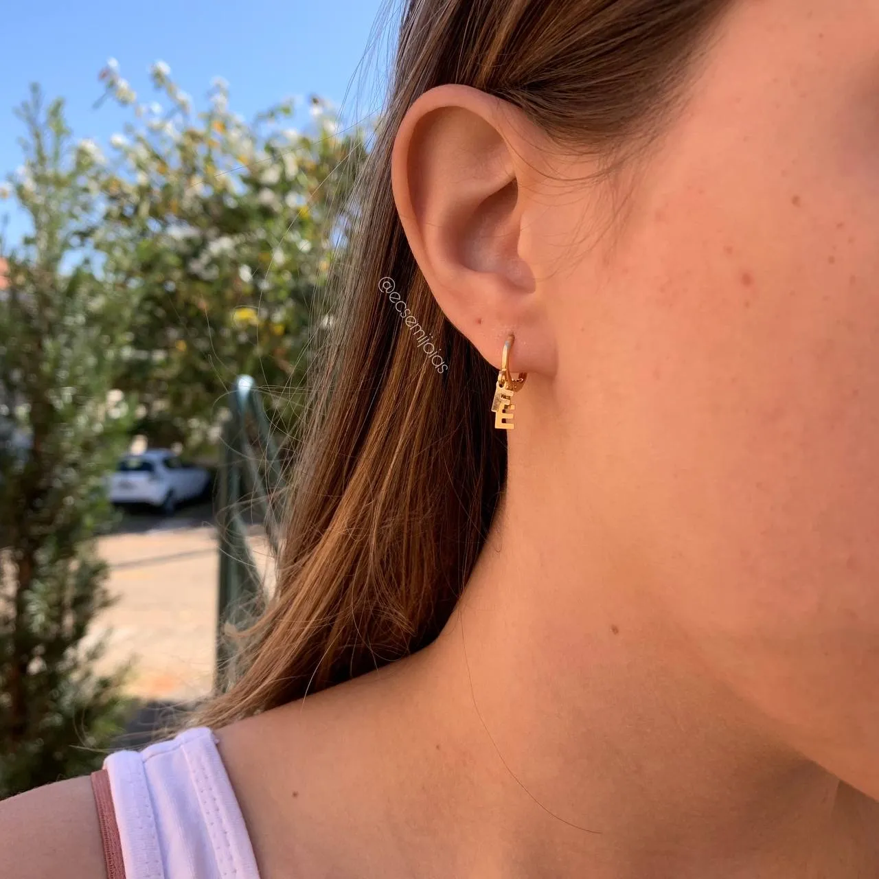 Brinco argola fé - banhado a ouro 18k