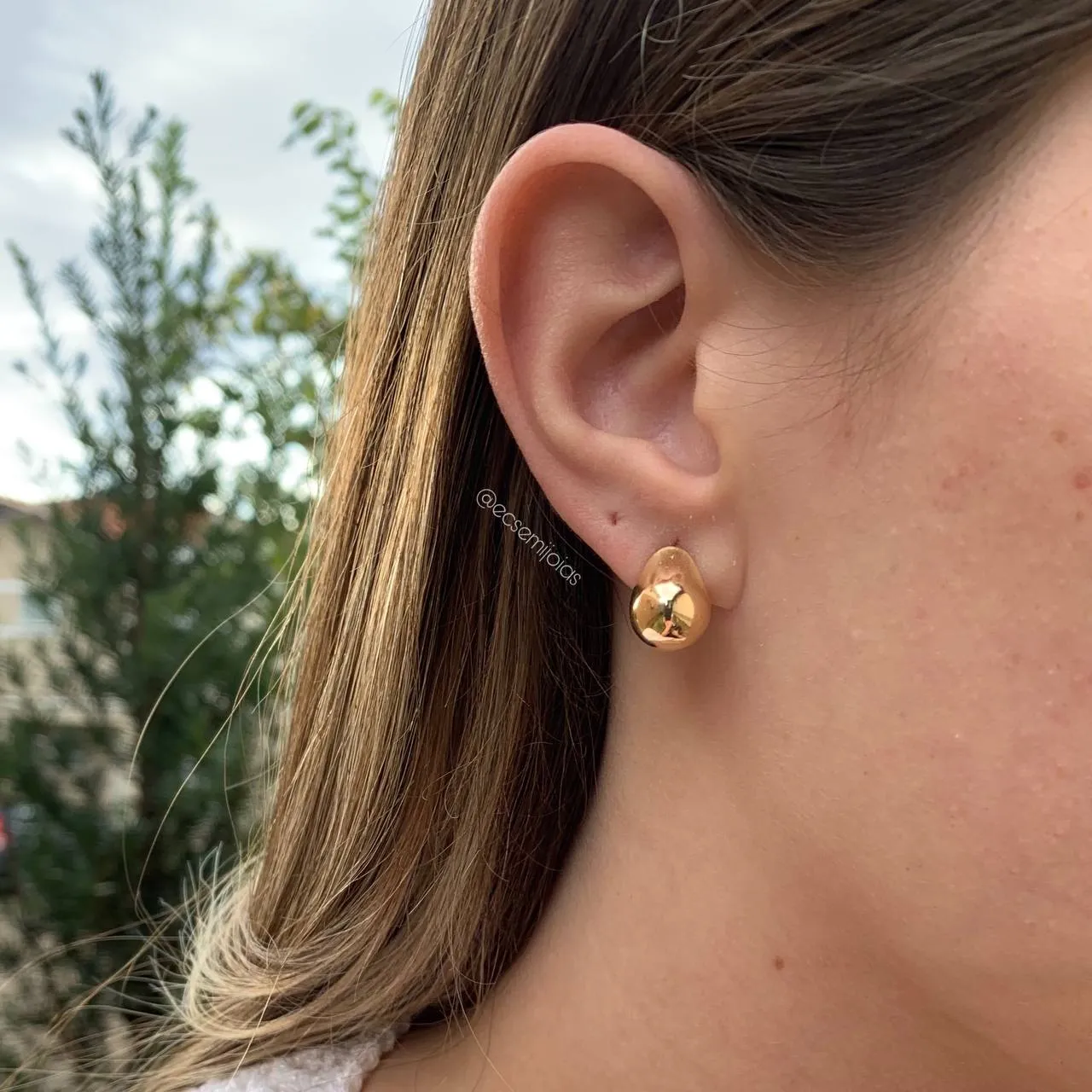 Brinco argola redonda - banhado a ouro 18k