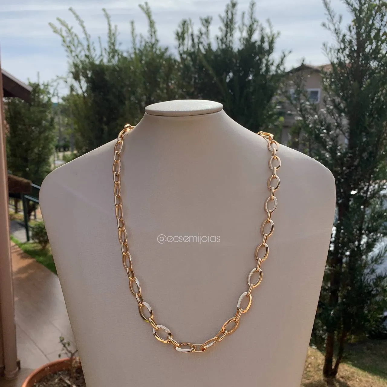 Colar elos ovais 69 cm - banhado a ouro 18k