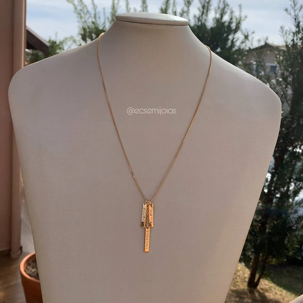 Colar paz, paixão e esperança - 45 cm +5 cm de extensor - banhado a ouro 18k
