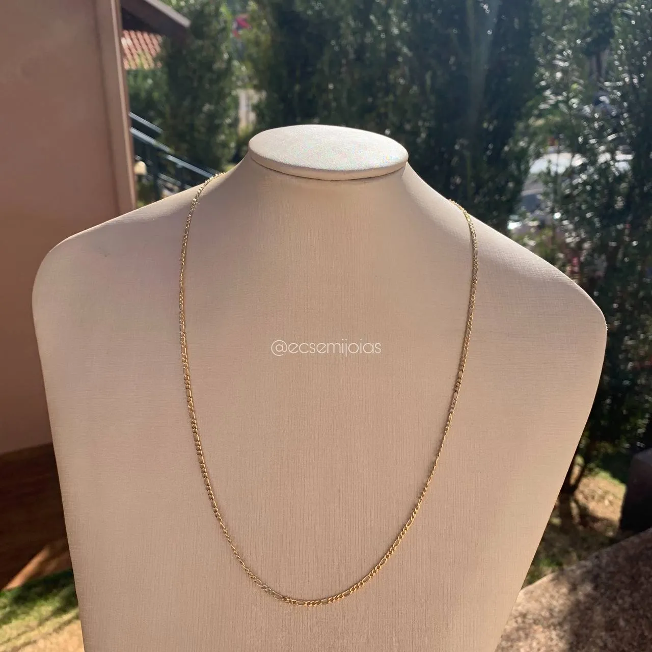 Corrente masculina fígaro 3x1 2mm 60 cm - banhado a ouro 18k