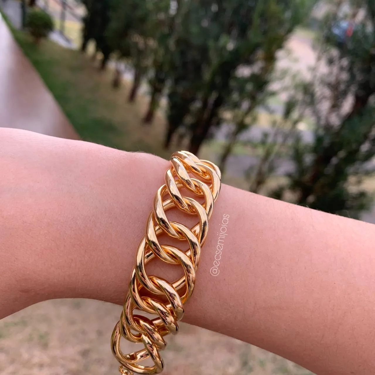 Pulseira escama de peixe  - 21 cm - banhado a ouro 18k