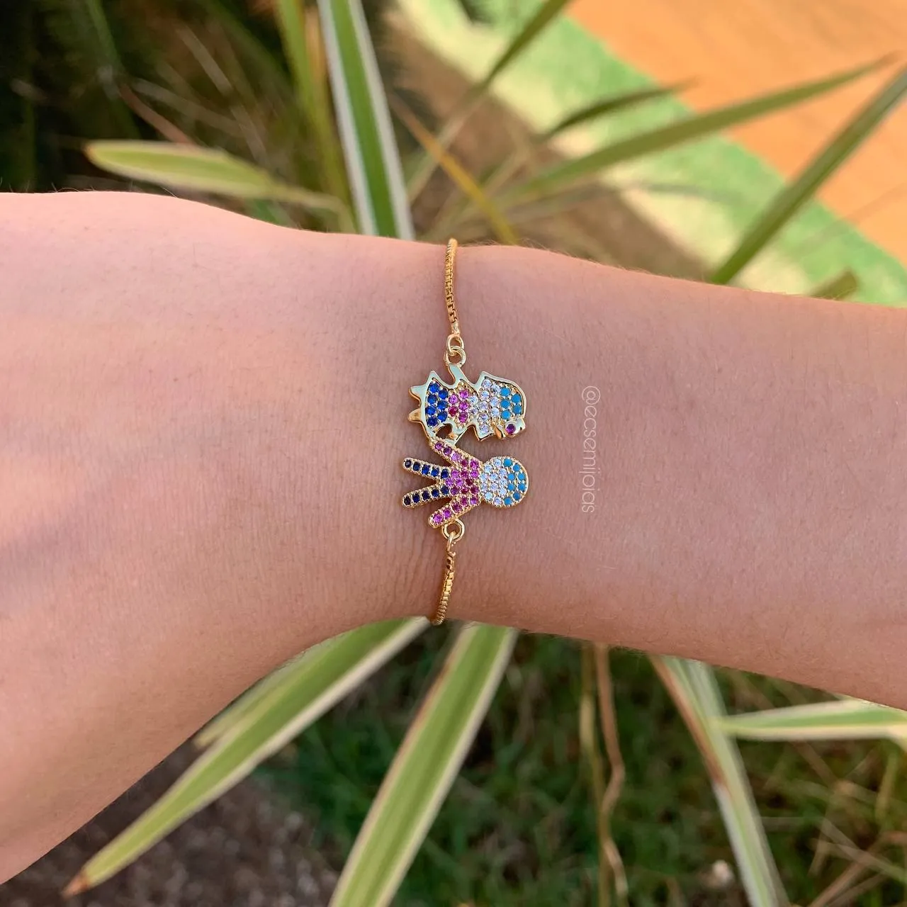 Pulseira shambala casal cravejado - banhado a ouro 18k