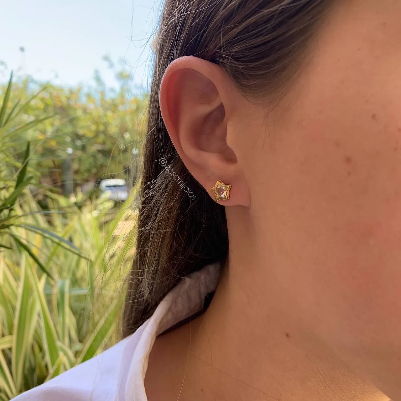Brinco estrela - coleção lunar - banhado a ouro 18k