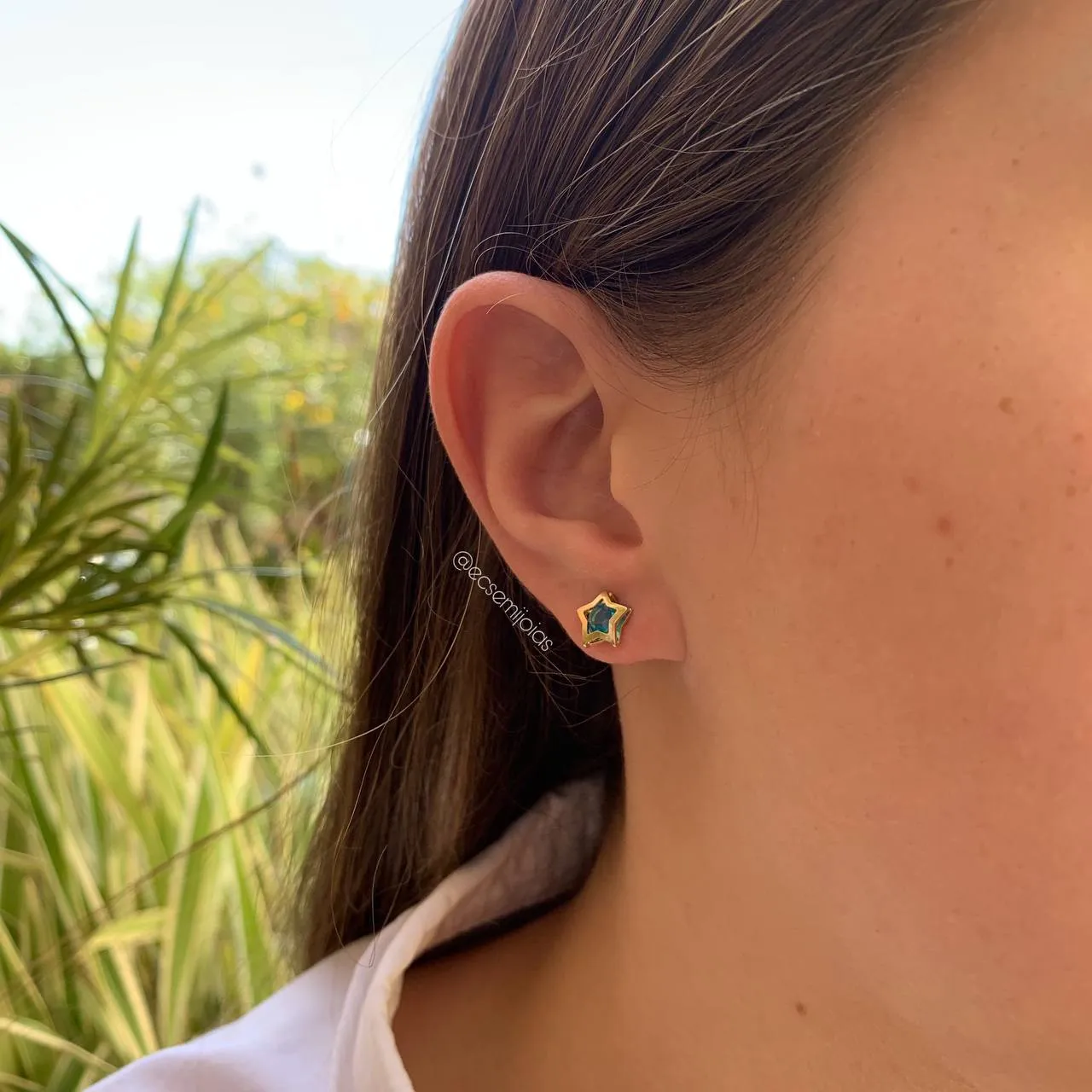 Brinco estrela - coleção lunar - banhado a ouro 18k