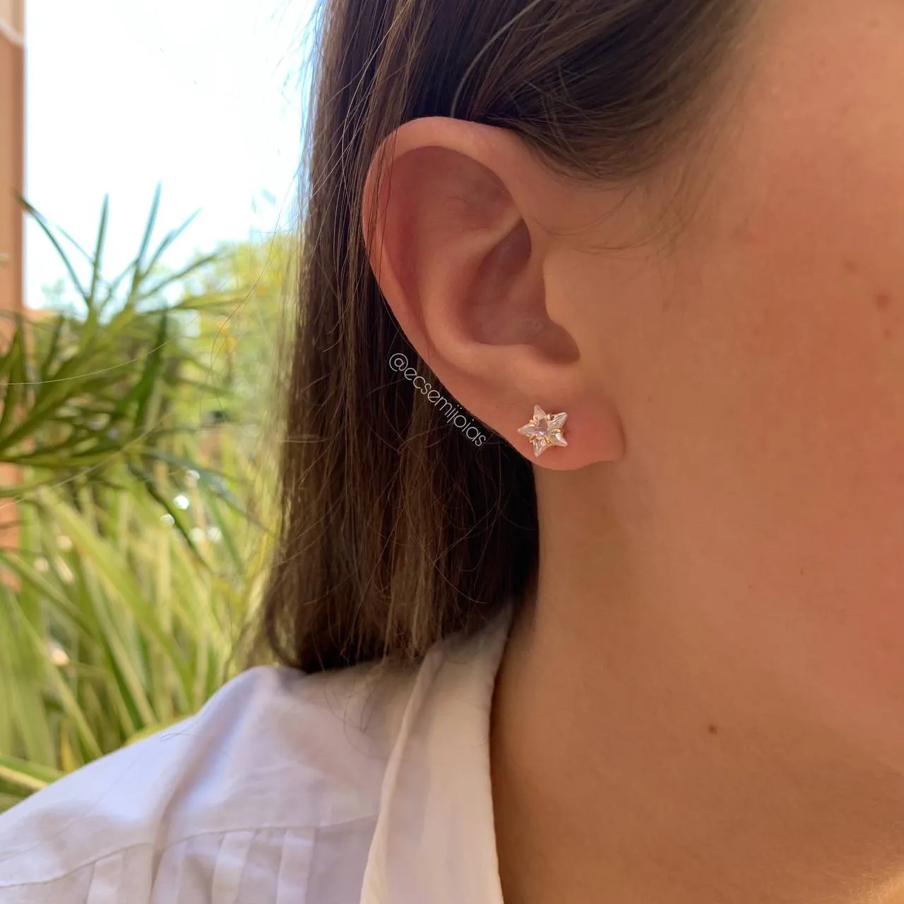 Brinco estrela G - coleção lunar - banhado a ouro 18k