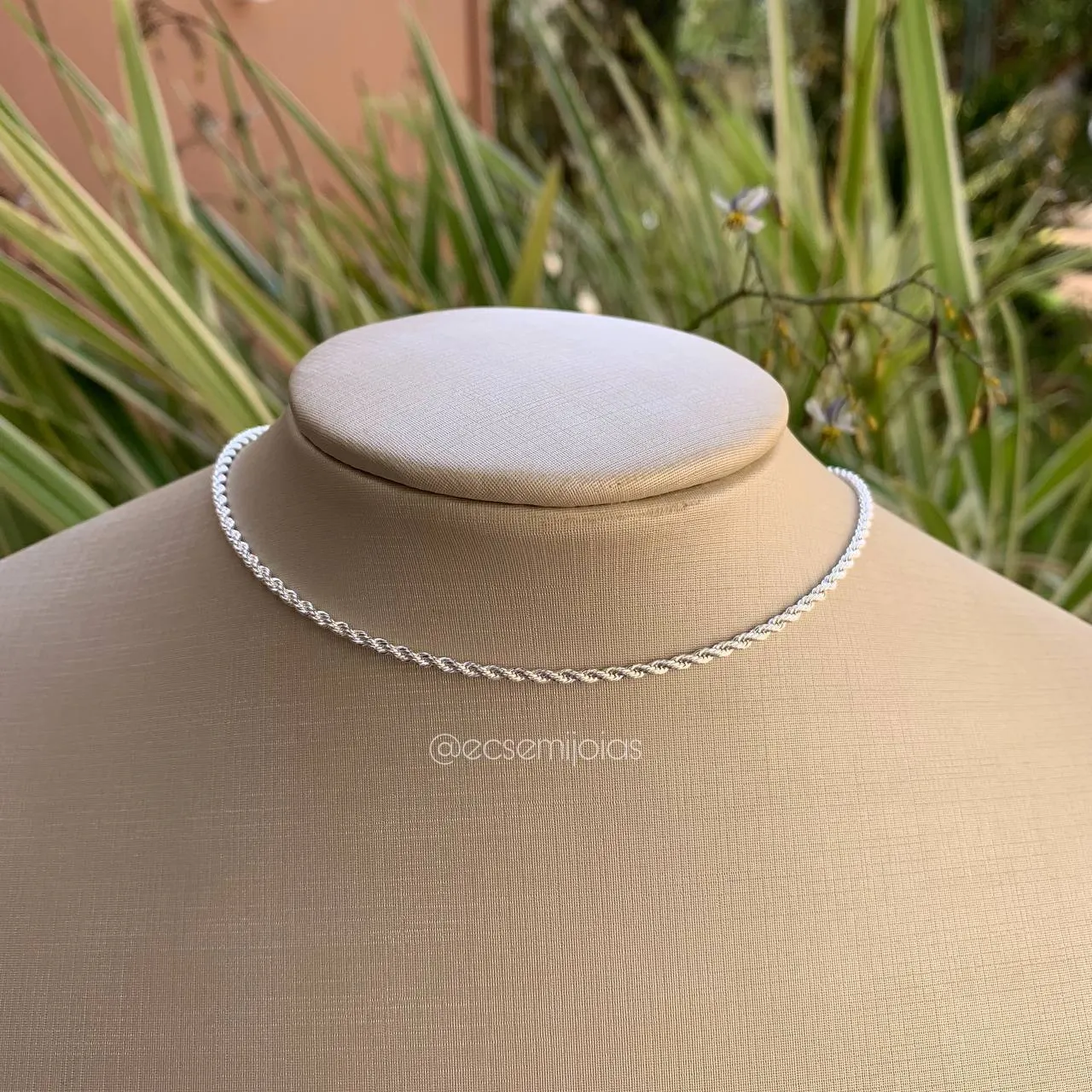 Colar choker cordão baiano de 2 mm - coleção lunar - 32 cm + 10 cm de extensor - banhado a prata 925