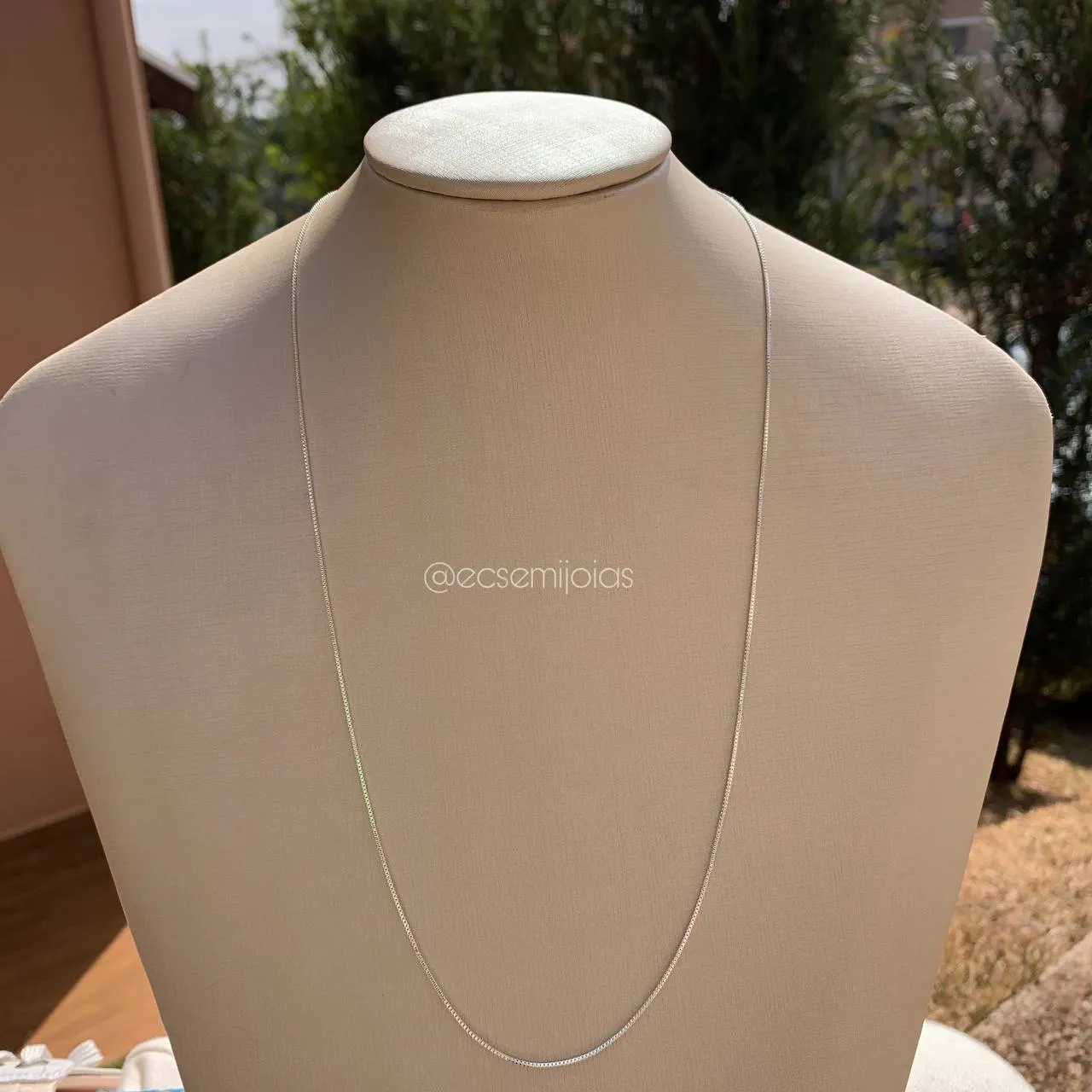 Colar Corrente veneziana fio 0,8 com 60 cm - banhado a ródio branco