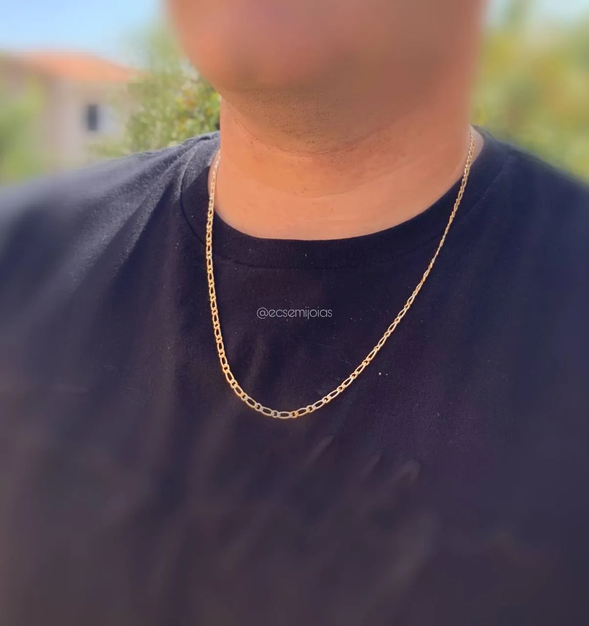 Corrente masculina 1x1 3mm 60 cm - banhado a ouro 18k