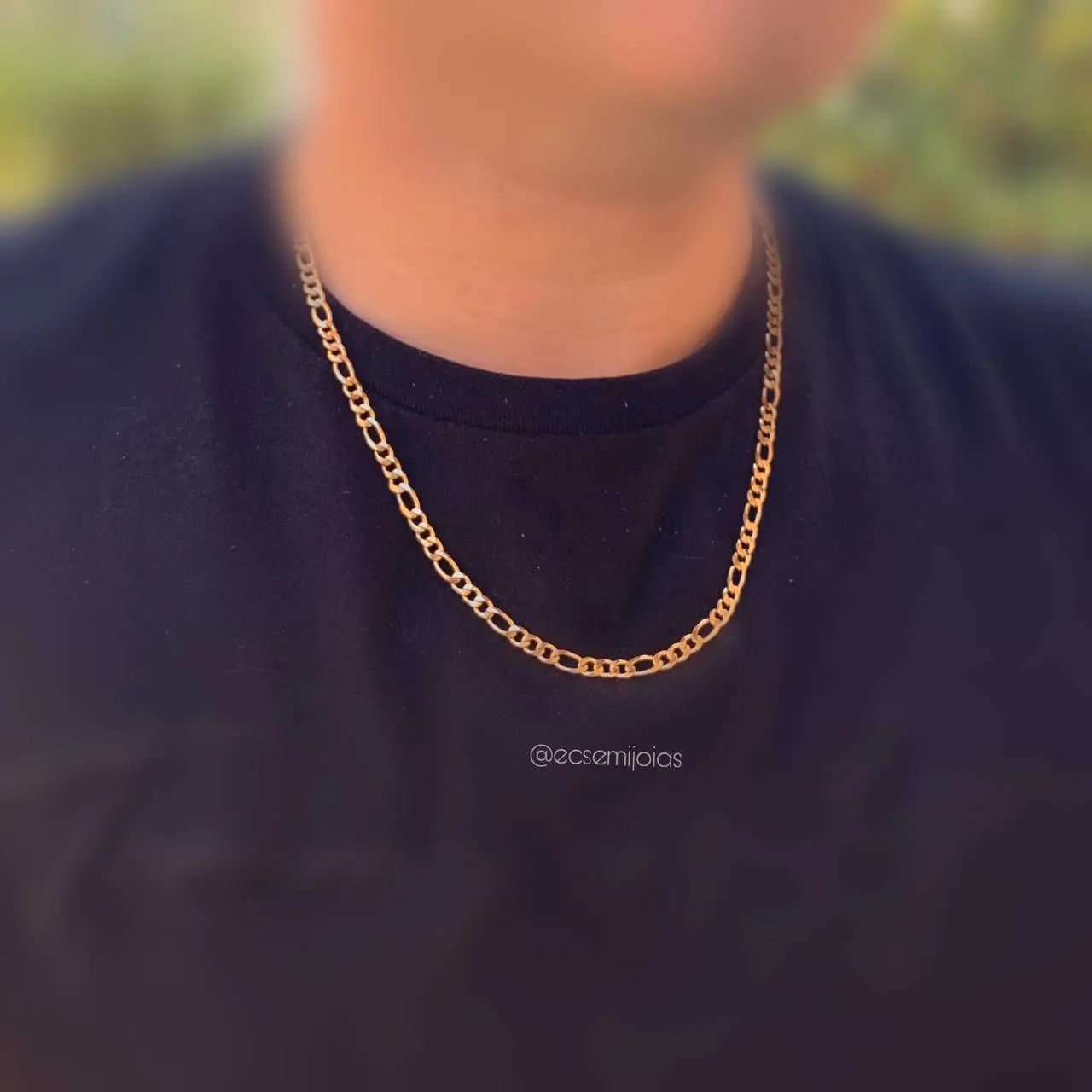 Corrente masculina fígaro 3x1 5 mm fecho gaveta - 60 cm - banhado a ouro 18k