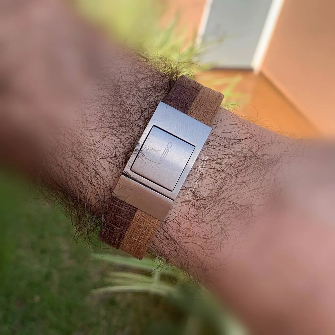 Pulseira de couro mais grossa- aço inox