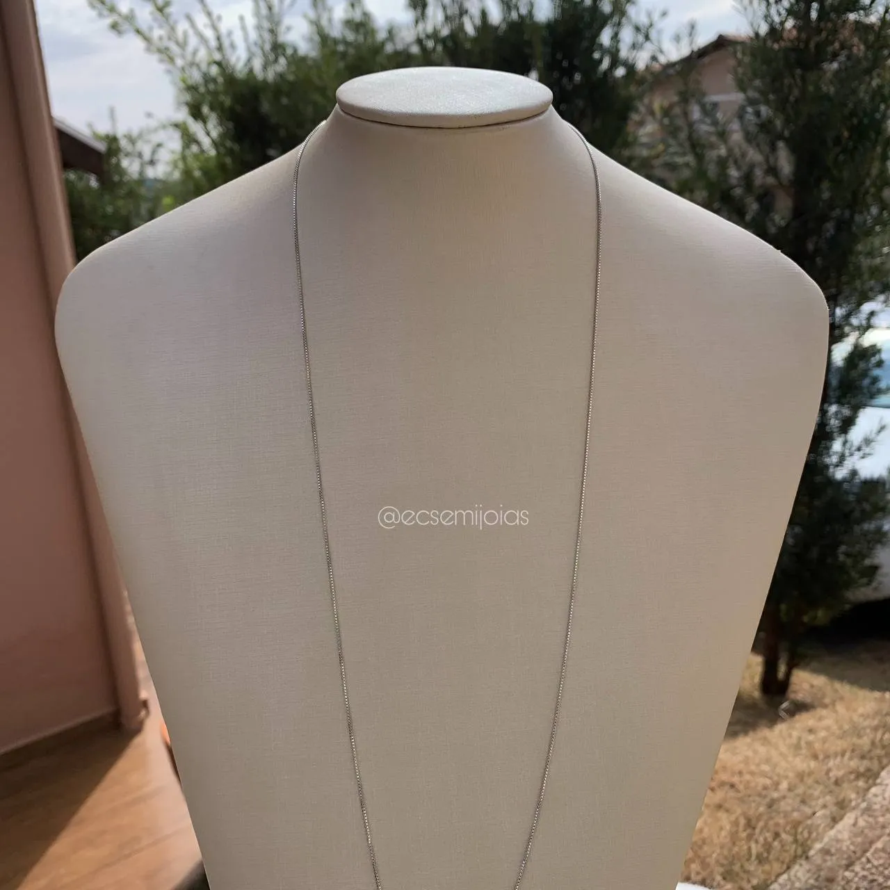 Colar Corrente veneziana fio 0,8 com 70 cm - banhado a ródio branco