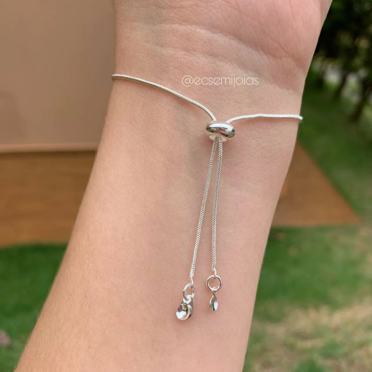 Pulseira shambala três pontos de luz - 20 cm regulavel - banhado a prata 925